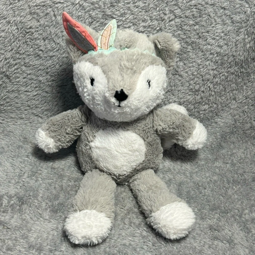 Lambs & Ivy Fox Plush 12” Gray White Stuffed Animal Toy Woodland Nursery Decor